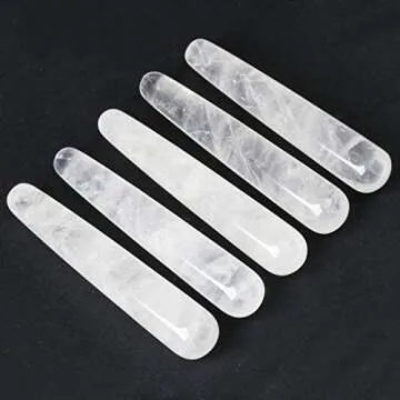 Top Plaza Natural Clear Quartz Crystal Massage Wand Acupuncture Therapy Treatment Stick Point Gua Sha Scraping Tool