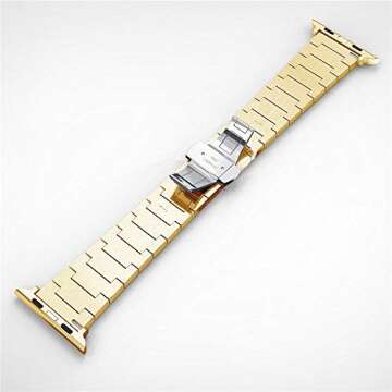 Elegant Vlokomz Apple Watch Band Gold with Rhinestones