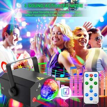 Party Lights Disco Ball, Disco Lights Laser DJ Light Sound Activated Strobe Lights with Remote Control Laser Lights Disco Lights for Parties Inoor Club Bar KTV Holiday Dance Christmas Birthday
