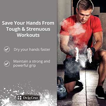 De La Cruz Magnesium Carbonate Gym Chalk - Weightlifting, Gymnastics and Rock Climbing Chalk - 1 Blo...