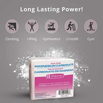 De La Cruz Magnesium Carbonate Gym Chalk - Weightlifting, Gymnastics and Rock Climbing Chalk - 1 Block