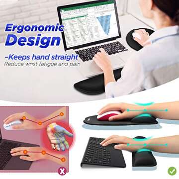 Gimars Ergonomic Mouse Pad and Keyboard Wrist Rest for Ultimate Comfort and Support