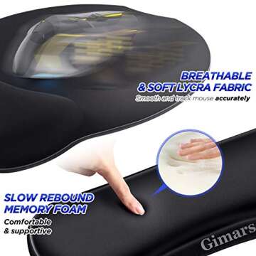 Gimars Ergonomic Mouse Pad & Wrist Rest for Comfort and Support