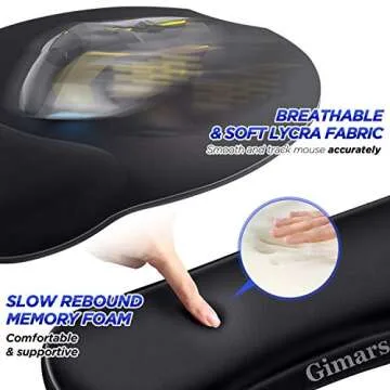 Gimars Ergonomic Mouse Pad & Wrist Rest for Comfort and Support