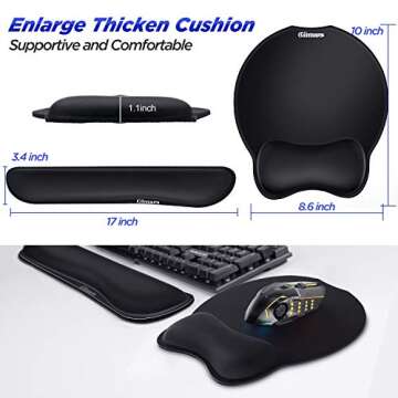 Gimars Ergonomic Mouse Pad & Wrist Rest for Comfort and Support