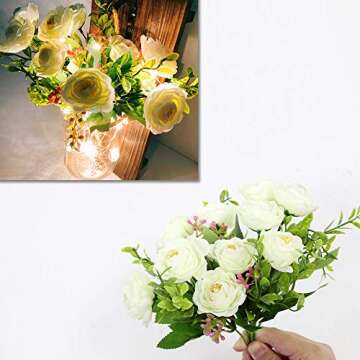 AerWo 2Pcs Mason Jar Sconces Wall Decor, Handmade Rustic wall Sconces with LED Fairy Lights and Flowers, Hanging Mason Jar for Farmhouse Kitchen Decorations Wall Decor