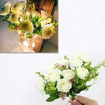 AerWo 2Pcs Mason Jar Sconces Wall Decor, Handmade Rustic wall Sconces with LED Fairy Lights and Flowers, Hanging Mason Jar for Farmhouse Kitchen Decorations Wall Decor