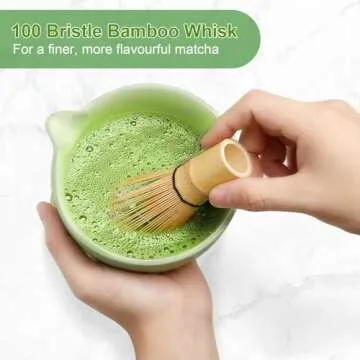 GLHXOOIR Matcha Kit Set, Matcha Bowl with Pouring Spout,Matcha Whisk and Holder, Bamboo Matcha Scoop and Stainless Steel Sifter, Premium Christmas Gifts for Womens Men Wives Mom