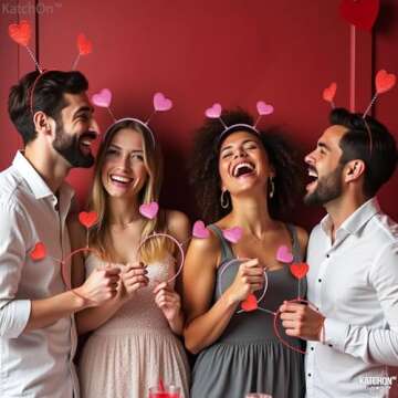 KatchOn, Glitter Pink and Red Heart HeadBand - Pack of 12 | Valentines Day Heart Head Boppers for Valentines Day Decor | Heart Antenna Headband, Valentines Headband | Valentines Party Decorations