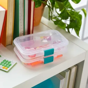 Sterilite Small Divided Pencil Box 12 Pack for Storage