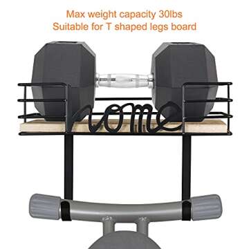 TJ.MOREE Ironing Board Hanger Wall Mount - Laundry Room Decor Iron and Ironing Board Holder with Large Storage Wooden Base Basket and Removable Hooks (Black)