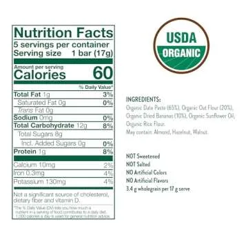 Little Bellies Organic Date, Oat & Banana Bars for Toddlers 12+ Months, 3 oz (5 Bars) - Pack of 6