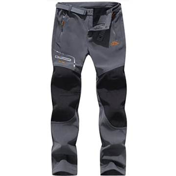 BenBoy Men's Snow Ski Outdoor Waterproof Windproof Fleece Cargo Hiking Pants, AN-SF1602M-Darkgrey1-M