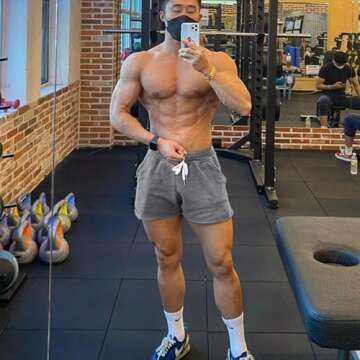 GYMAPE Men's Gym Sport Bodybuilding Workout Shorts with Pockets 3 inch Inseam Casual Raw Hem Terry Cotton Dark Gray XXL