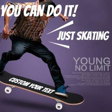 Customized Maple Skateboard for Teenage Men and Women Street Strolling, Upload Pictures/Text to Customize Personalized Skateboard for Beginners,31"x8"