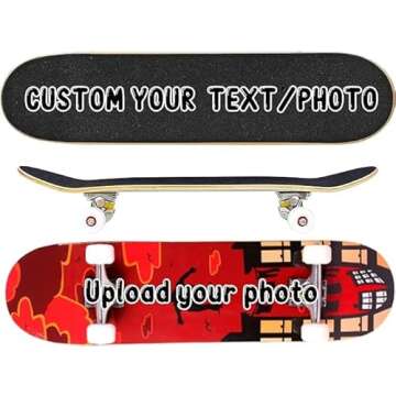 Customized Maple Skateboard for Teenage Men and Women Street Strolling, Upload Pictures/Text to Customize Personalized Skateboard for Beginners,31"x8"