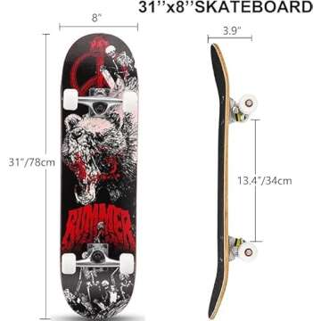 Customized Maple Skateboard for Teenage Men and Women Street Strolling, Upload Pictures/Text to Customize Personalized Skateboard for Beginners,31"x8"