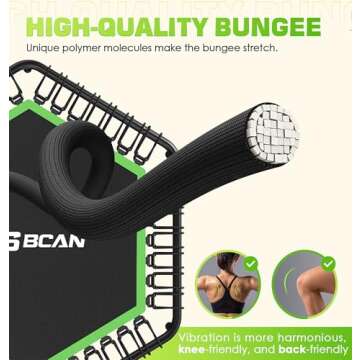 BCAN 48" Mini Trampoline, 550 LBS Fitness Trampoline with T-Adjustable Handle Bar, Bungees, Stable &...