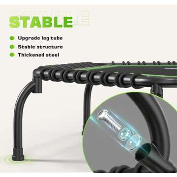 BCAN 48" Mini Trampoline with Adjustable Handle for Home Fitness