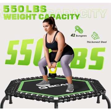 BCAN 48" Mini Trampoline with Adjustable Handle for Home Fitness