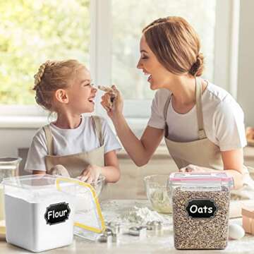 Blingco Cereal Container Food Storage Containers, Set of 8 (2.5L/84.55oz) Airtight Dry Food Storage Containers with Lids - BPA Free Plastic for Flour, Cereal and Pantry Storage Containers