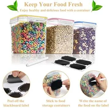 Blingco Cereal Container Food Storage Containers, Set of 8 (2.5L/84.55oz) Airtight Dry Food Storage Containers with Lids - BPA Free Plastic for Flour, Cereal and Pantry Storage Containers