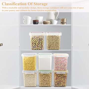 Blingco Cereal Container Food Storage Containers, Set of 8 (2.5L/84.55oz) Airtight Dry Food Storage Containers with Lids - BPA Free Plastic for Flour, Cereal and Pantry Storage Containers