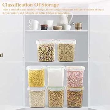 Blingco Cereal Container Food Storage Containers, Set of 8 (2.5L/84.55oz) Airtight Dry Food Storage Containers with Lids - BPA Free Plastic for Flour, Cereal and Pantry Storage Containers