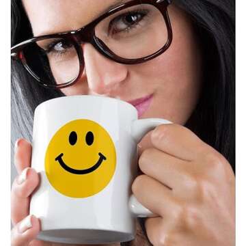 3dRose mug_76653_1 "Yellow Smiley Face - Cute Traditional Happy Smilie - 1960s Hippie style - Smilin...
