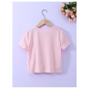 Trendy Girls Pink Crew Neck Knot Tee Shirt for Ages 10