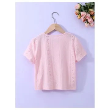 Trendy Girls Pink Crew Neck Knot Tee Shirt for Ages 10