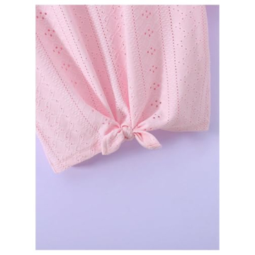 Trendy Girls Pink Crew Neck Knot Tee Shirt for Ages 10