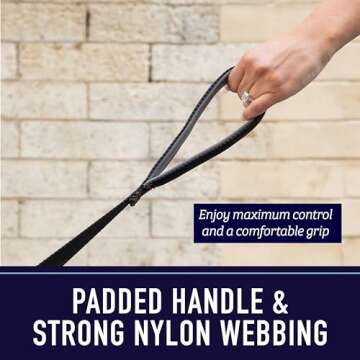 Leash Boss 15 Foot Dog Leash with Padded Handle - Long Leash for Hiking, Camping, Exploring, or Walking (15 Ft, Black/Red/Grey)