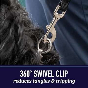 Leash Boss 15 Foot Dog Leash with Padded Handle - Long Leash for Hiking, Camping, Exploring, or Walking (15 Ft, Black/Red/Grey)