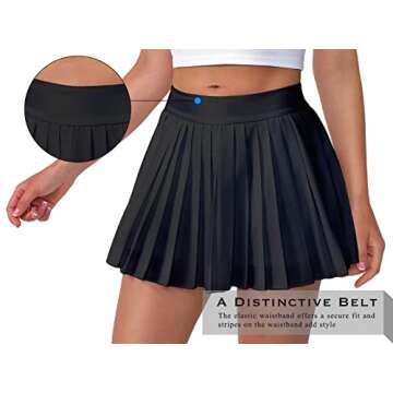 Eleloveph Women's Pleated Tennis Skirt-Flowy Athletic Design,Suitable for Golf, Skater, Running Sports Black