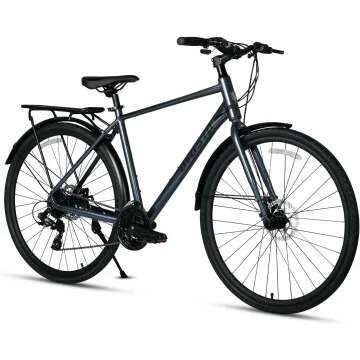 AVASTA Uranus Road Hybrid Bike 700C Lightweight Aluminum Alloy Frame with 24 Speed City Commute Bicycle with Rear Cargo Rack for Men Women, Dual Disc Brake, Multiple Colors