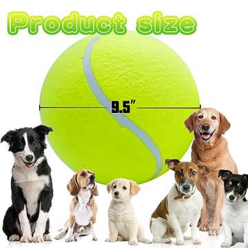 Large Dog Tennis Ball,9.5" Giant Doy Sport Ball Toy,Pet Birthday Gifts Interactive Dog Toys for Smal...