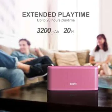 DOSS SoundBox Plus Portable Bluetooth Speaker with HD Sound and Deep Bass, Wireless Stereo Pairing, Built-in Mic, 20H Playtime, for Home, Outdoor, Travel - Pink