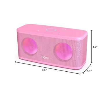 DOSS SoundBox Plus Portable Bluetooth Speaker with HD Sound and Deep Bass, Wireless Stereo Pairing, Built-in Mic, 20H Playtime, for Home, Outdoor, Travel - Pink
