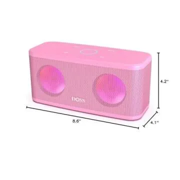 DOSS SoundBox Plus Portable Bluetooth Speaker with HD Sound and Deep Bass, Wireless Stereo Pairing, Built-in Mic, 20H Playtime, for Home, Outdoor, Travel - Pink