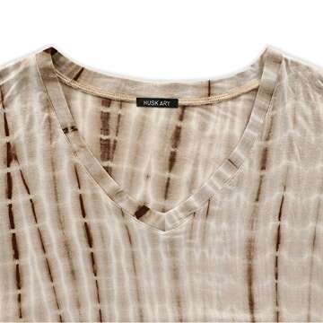 HUSKARY Women's Summer Maxi Dress Casual Loose Pockets Long Dress Short Sleeve Split Brown