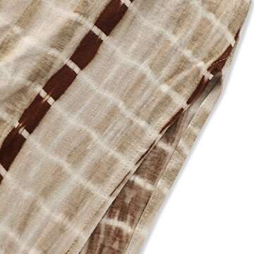 HUSKARY Women's Summer Maxi Dress Casual Loose Pockets Long Dress Short Sleeve Split Brown