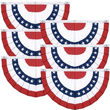 6 Pcs 4th of July Bunting American USA Flags, Red White and Blue Patriotic Fourth of July Decoration...