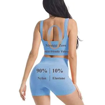Workout Sets for Women, Cut Seamless Crop Tank Leggings Matching Sets 2 Pieces Outfits, Sexy Two Piece Workout Outfits 3 Pieces(Light Sky Blue-M)