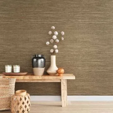 VEELIKE 15.7''x354'' Bronze Brown Grasscloth Wallpaper – Textured Peel and Stick for Elegant Walls