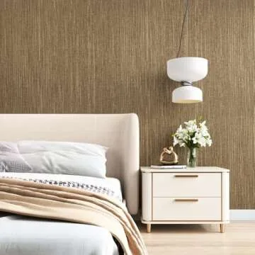 VEELIKE Bronze Brown Grasscloth Wallpaper Peel Stick