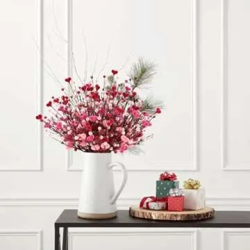 Alupssuc 8 PCS Valentine's Day Berry Flower Stems for Decor