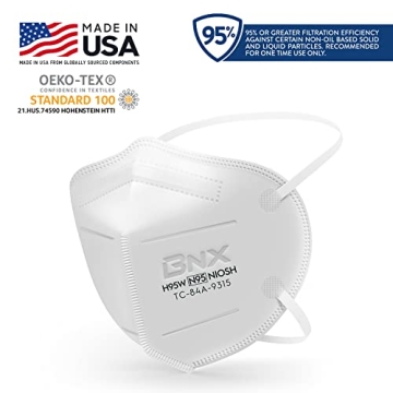 Buy BNX N95 Mask NIOSH Certified, Made in USA (20-Pack)