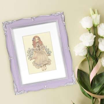 Vintage Purple Picture Frame 8x10 with Mat – Elegant