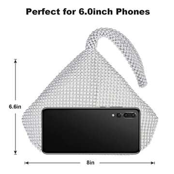 ele ELEOPTION Women Silver Beaded Clutch Purse Women's Evening Clutch Triangle Lady Evening Bag for ...